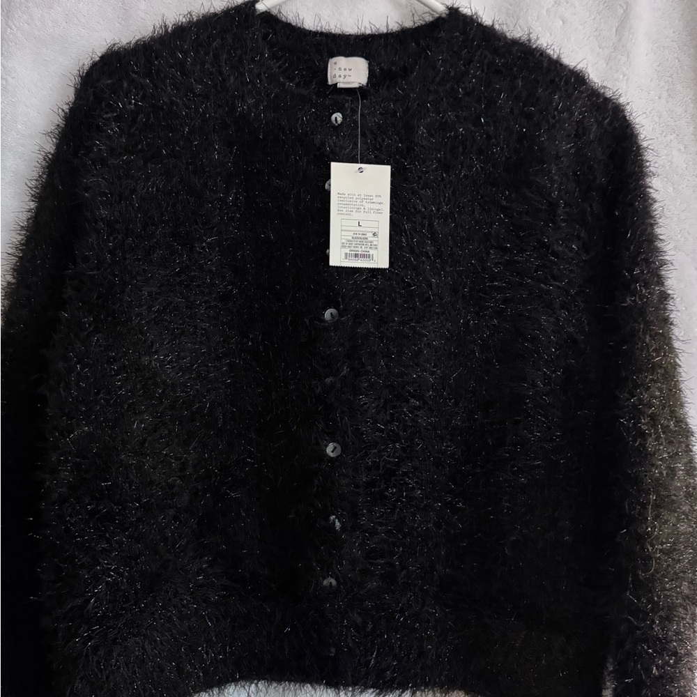 a new day Black Fuzzy Cardigan